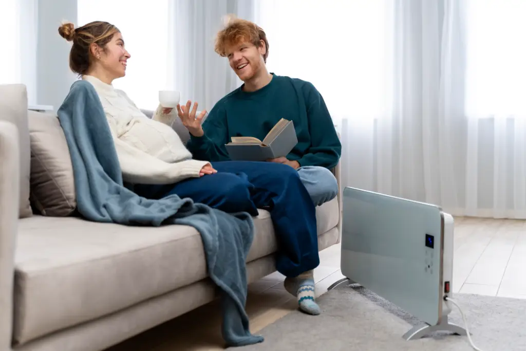 Guide chauffage d’appoint montrant un radiateur dans un salon moderne pour un confort thermique optimal.