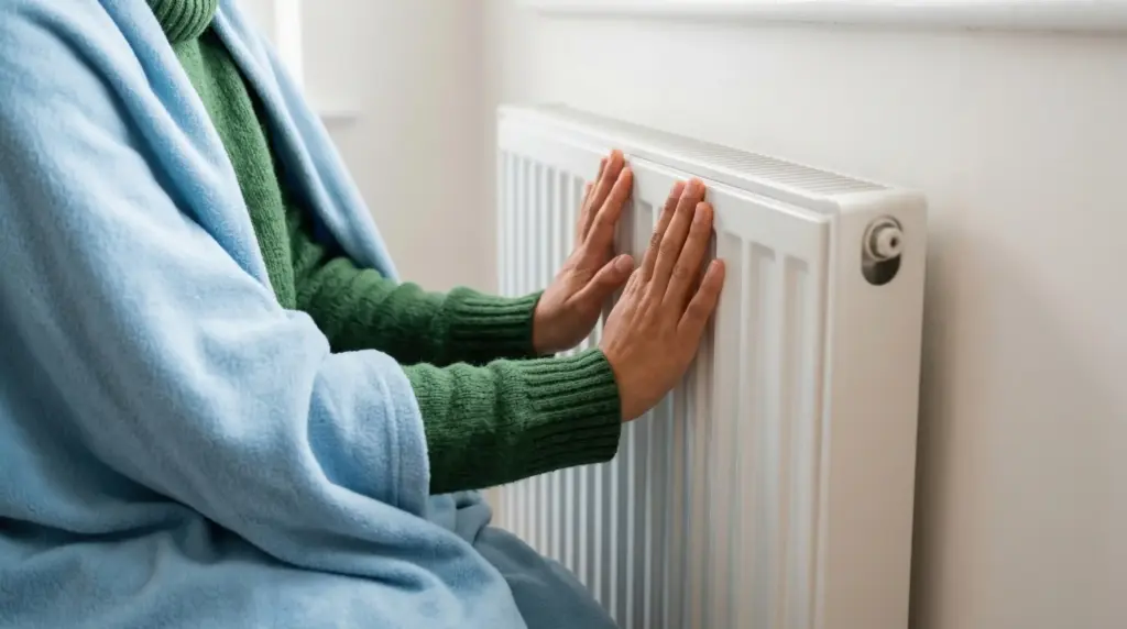 Illustration d’un radiateur électrique dans un salon moderne, offrant une chaleur rapide et facile à utiliser au quotidien.